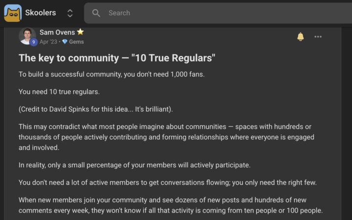 The key to community — "10 True Regulars" by Sam Ovens