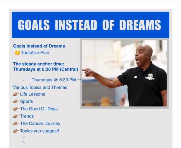 Live Stream .. Tentative Plan