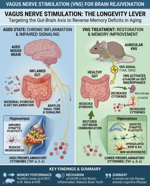 New Research on How To Reverse Brain Aging Via The Vagus Nerve