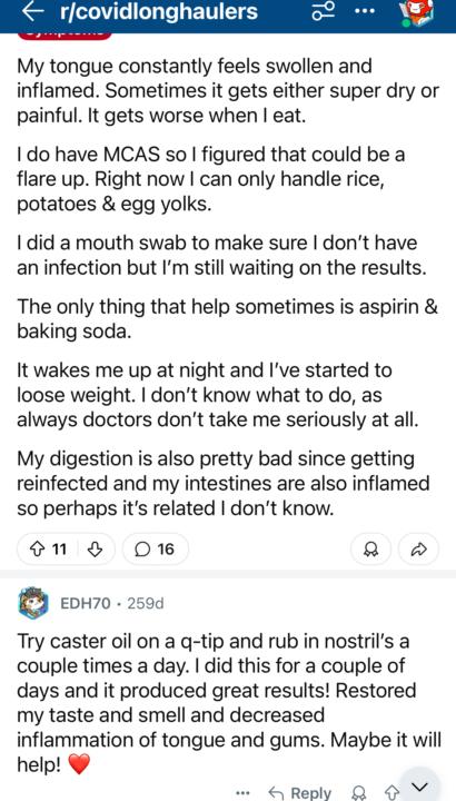 Castor oil in nostrils 