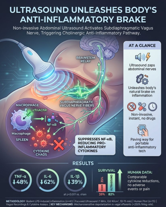 Ultrasound Applied to Abdomen Also Stimulates Your Vagus Nerve Anti-Inflammatory Mechanism