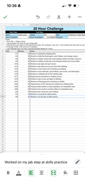 20 Hour Challenge Tracker