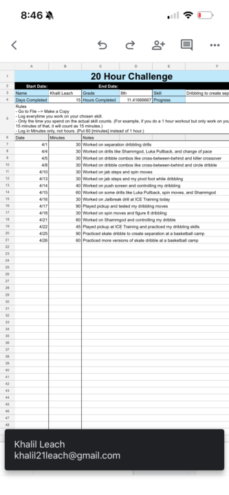 20 Hour Tracker