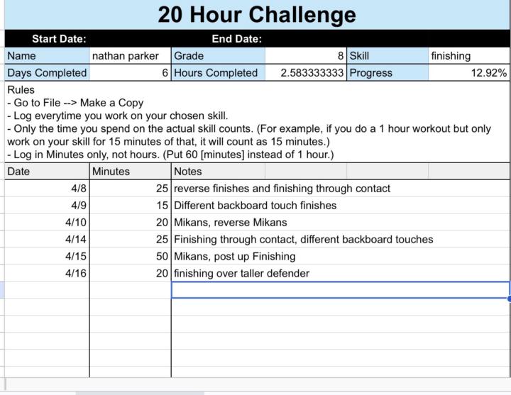 20 hour challenge first update 