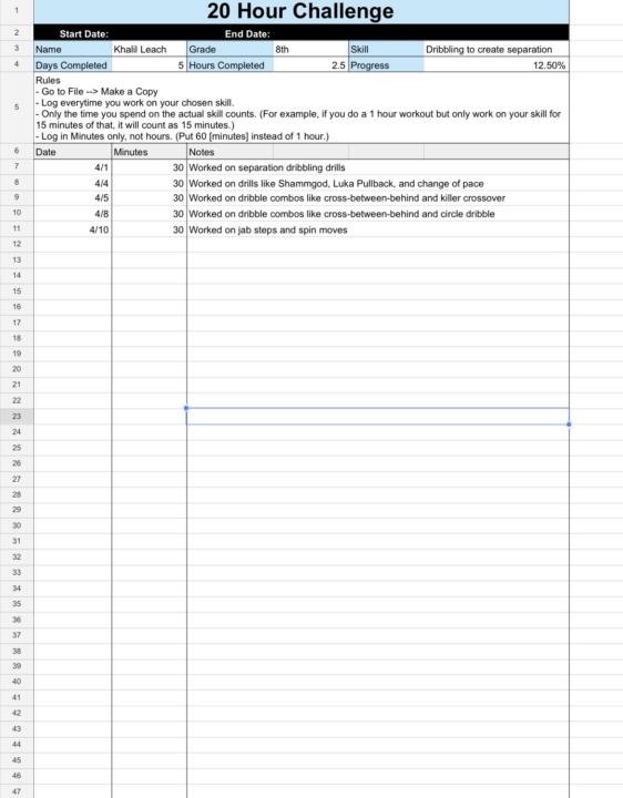 20 Hour Tracker 4/10