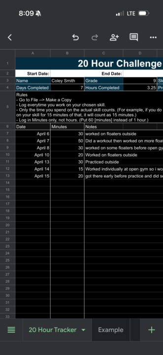 20 hour challenge