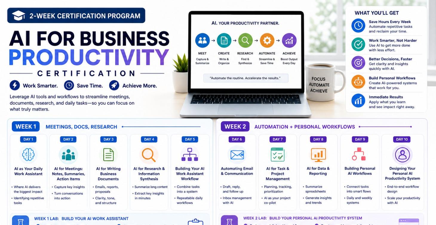 2 Week AI for Business Productivity Certification