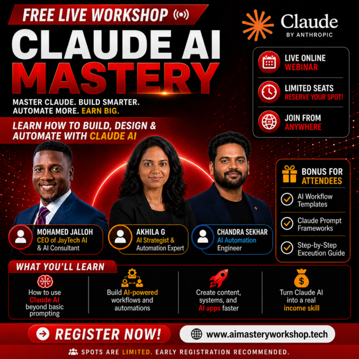FREE LIVE WORKSHOP ON SATURDAY : CLAUDE AI MASTERY