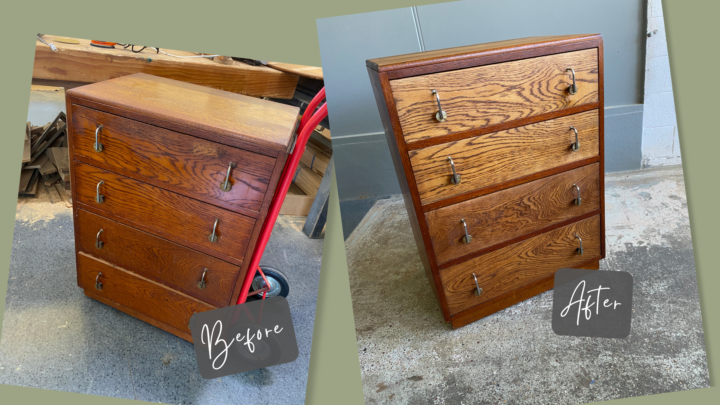 A lovely before and after of this original Art Deco piece.
