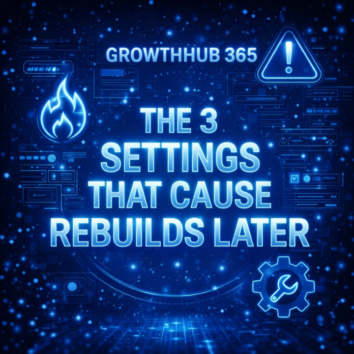 ⚠️ GrowthHub 365    The 3 Settings That Cause Rebuilds Later