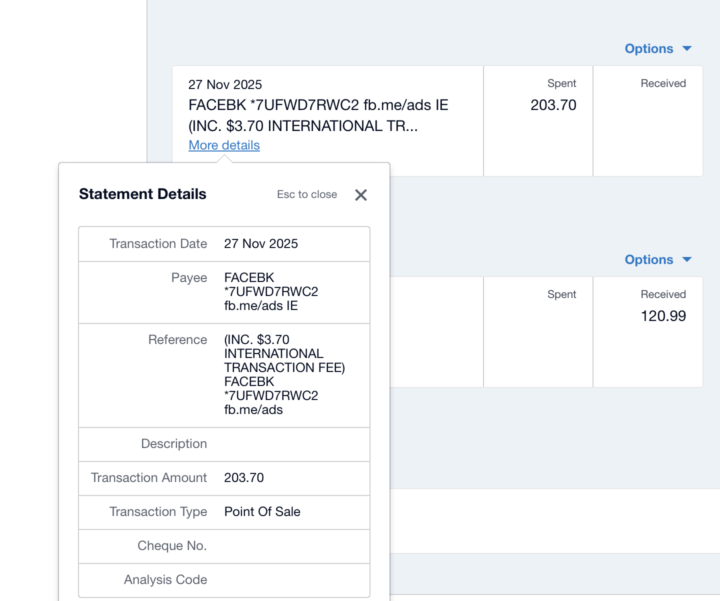 Facebook advert charges?