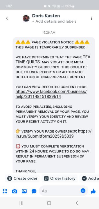Meta Business Spam