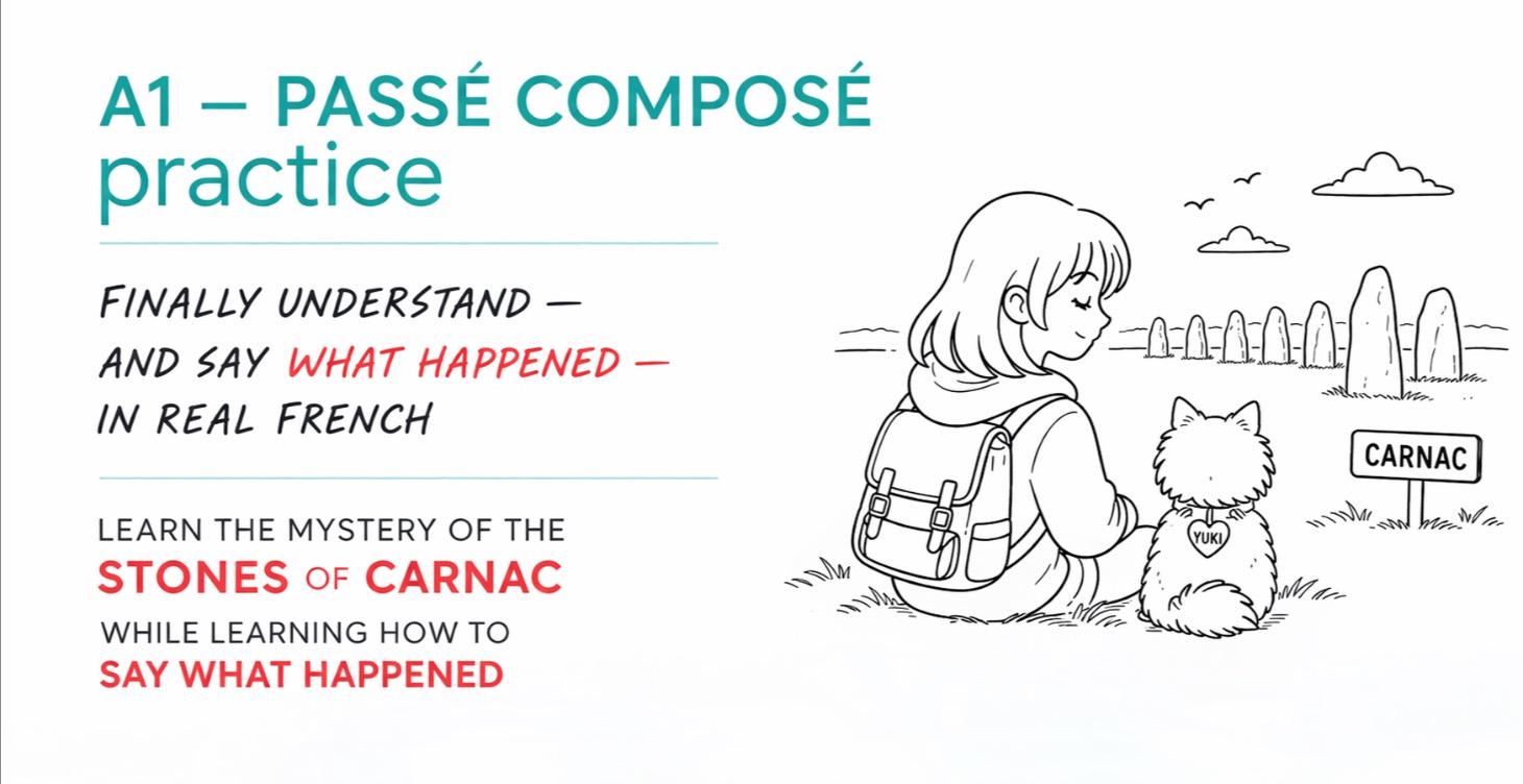 A1 – Passé Composé Practice: The Mystery of Carnac