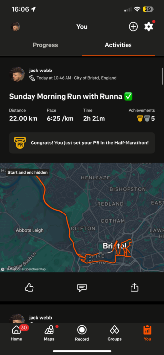 First half marathon complete 
