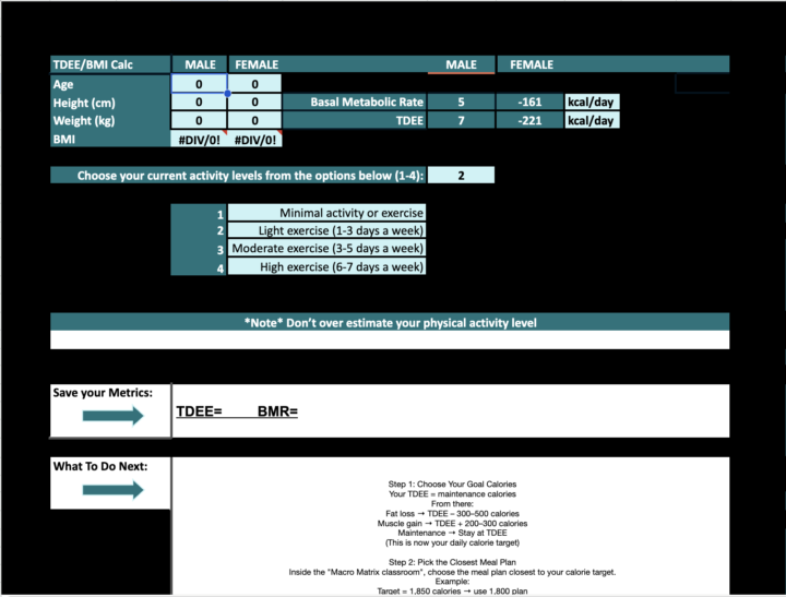 Your Nutrition Calculator (Make a copy first)