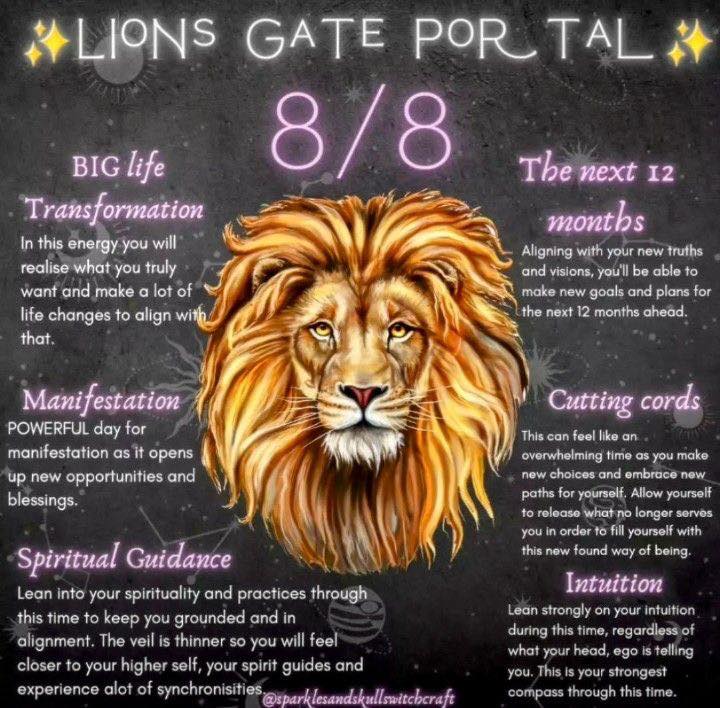 Today is the Lions Gate Portal – 8/8 – a cosmic power day for manifestation.