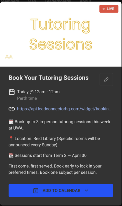 You can now book a tutoring session