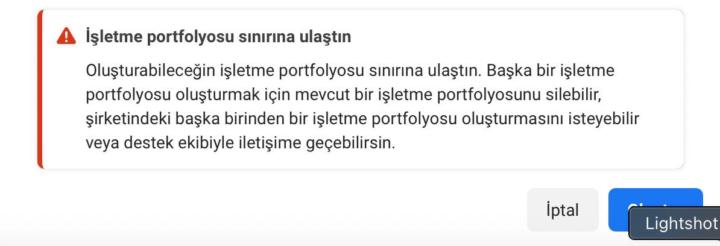 Meta Ads işletme portfolyosu sınırı