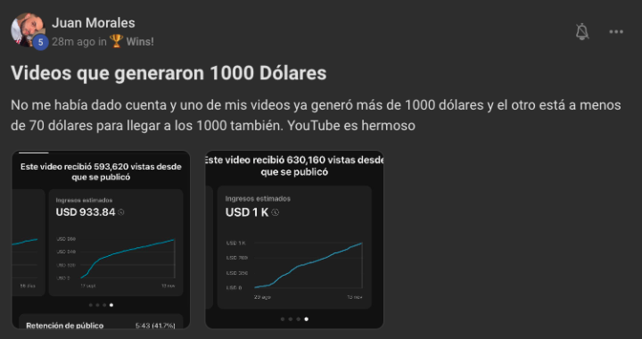 ⭐️ Siguen las Victorias en La Comunidad Premium ($1K por Video)