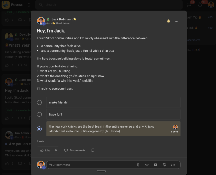 Join David Iya's newest Skool: Recess