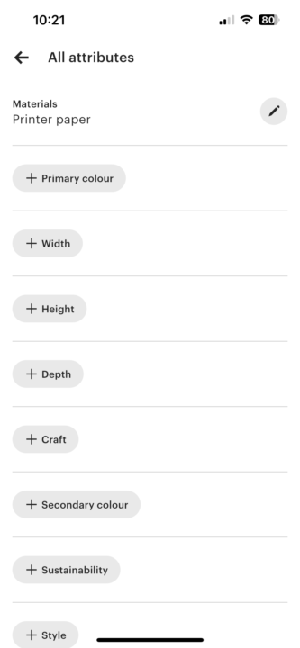 Attributes on listing