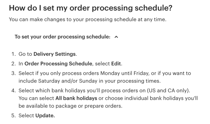 Bank holiday + Process Times
