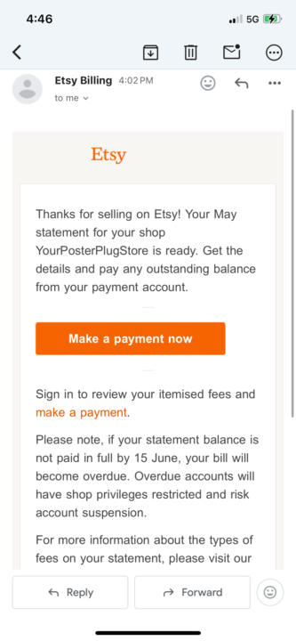 Etsy billing 