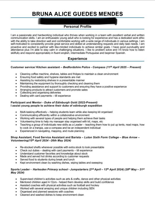 Hey, Can someone check my CV?