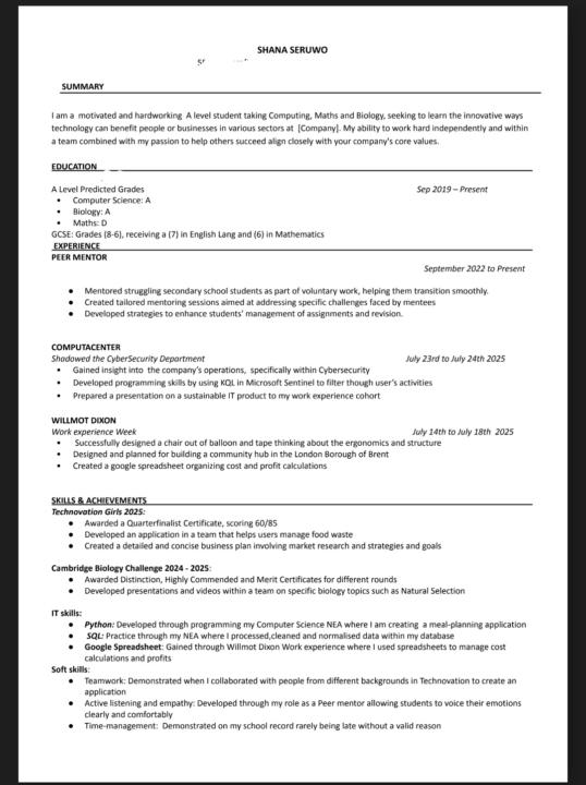 CV feedback