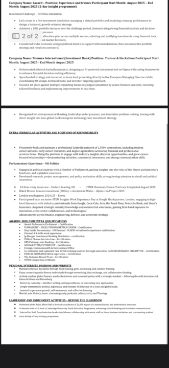 CV ADVICE?