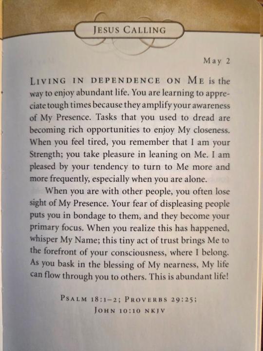 Jesus calling daily devotion  5/2