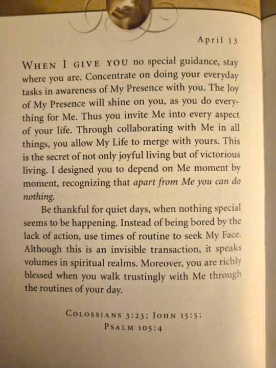 Jesus calling daily devotion 4/13