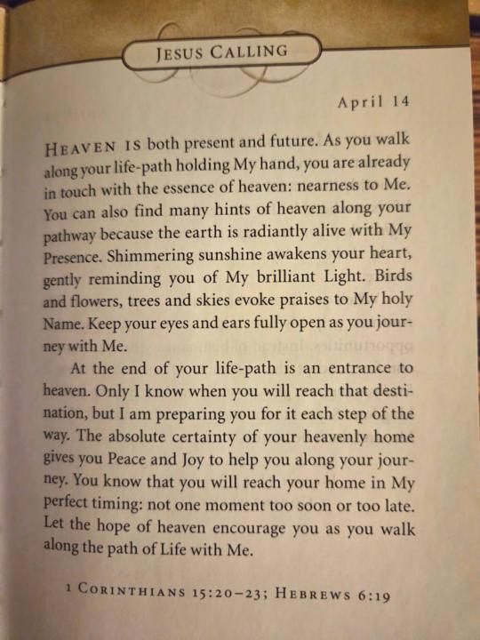 Jesus calling Daily devotion 4/14