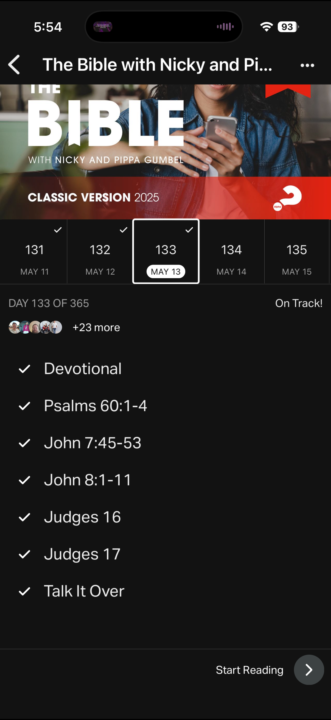 Bible reading and notes 5/13