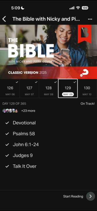 Bible reading + notes - 5/9