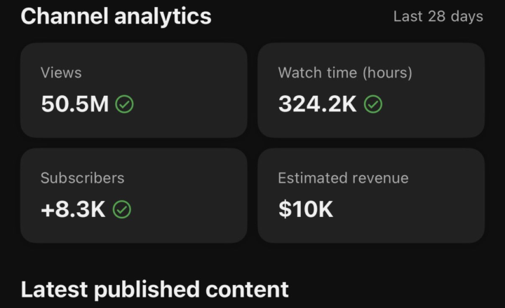 50.5 Million Views | 8.3K Subscribers | $10,000 Revenue in 28 Days