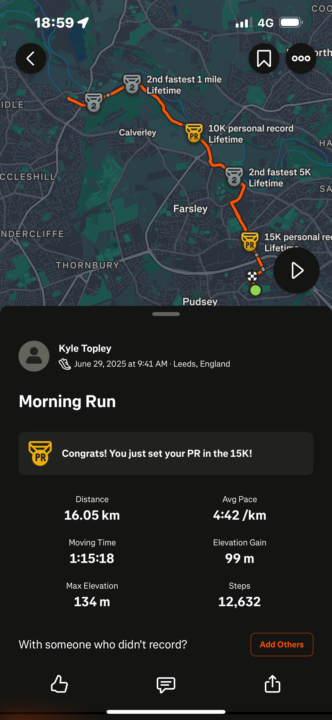 My run from this Sunday just gone👌🔥