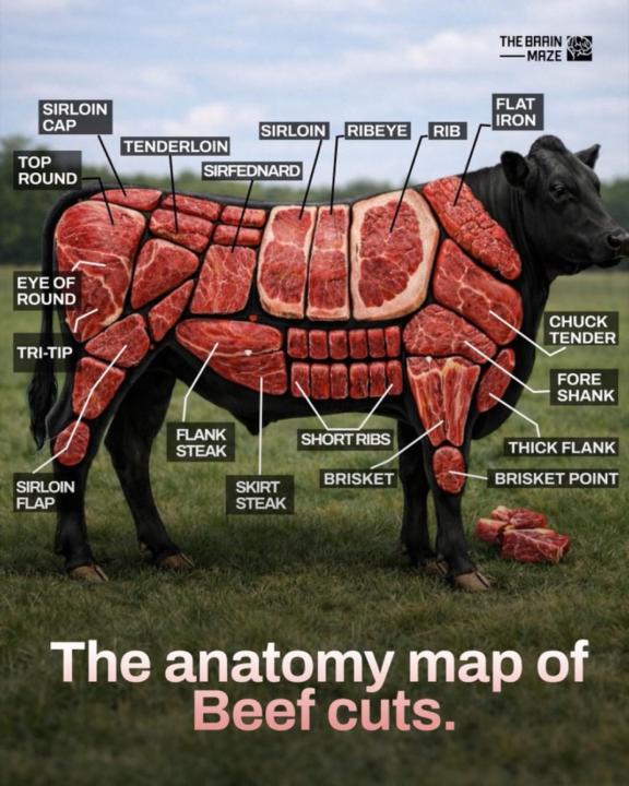 Beef Cut Anatomy Map