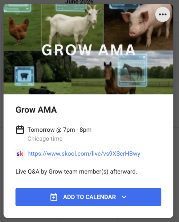 Grow's Next AMA (Thurs at 6pm MT)