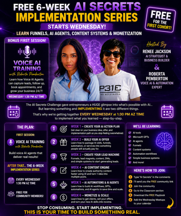 FREE AI Voice Agent Training + 6-Week AI Secrets Implementation Series