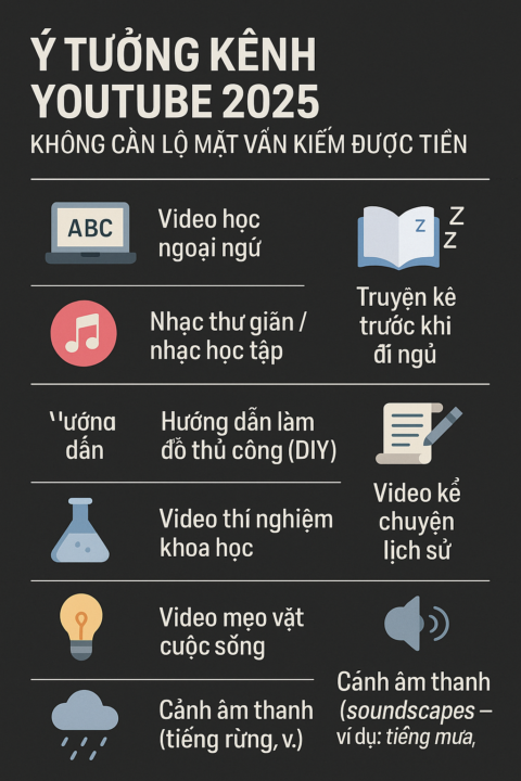 9 Ý tưởng kênh YouTube 2025 – dành cho người muốn đổi đời nhưng… chưa biết bắt đầu từ đâu 
