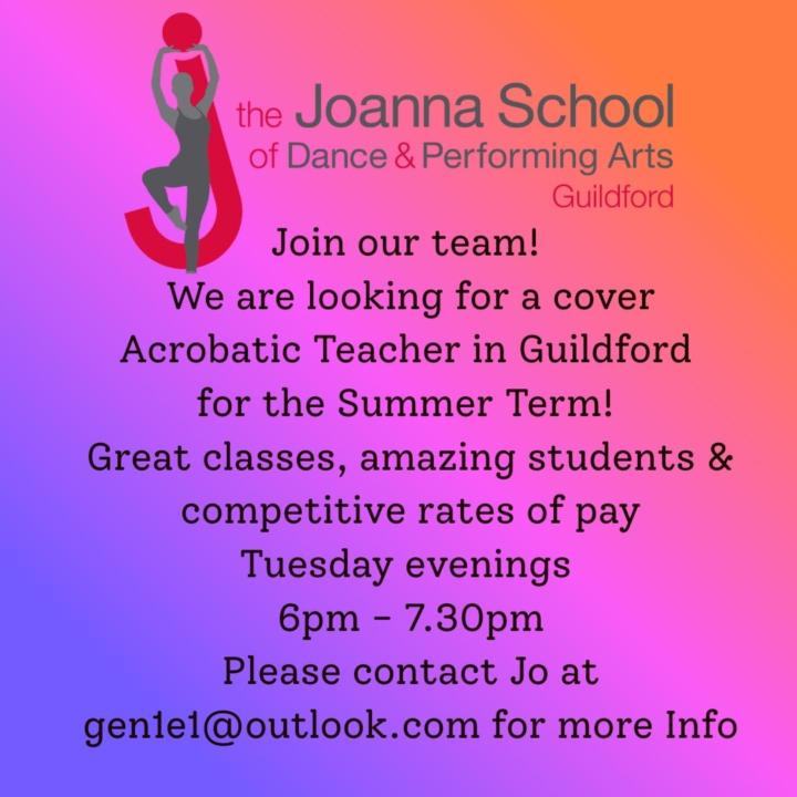Acro Cover Teacher needed for Summer Term