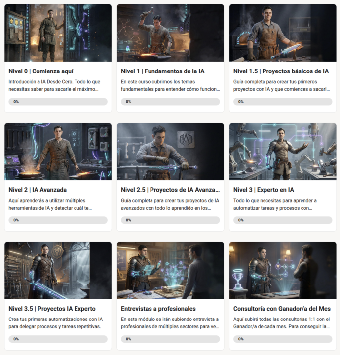 Estructura de los cursos creada