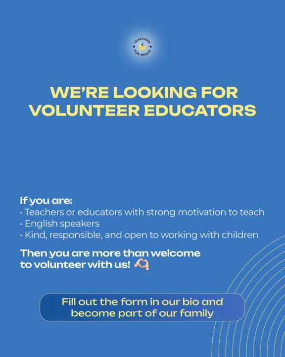 Teachers for Peace is looking for volunteer educators