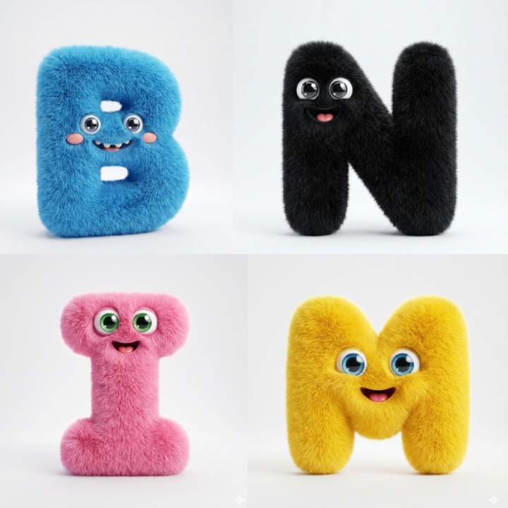 Create a Charming, Ultra-Cute 3D Render of Your Name in Adorable, Fluffy Monster Style