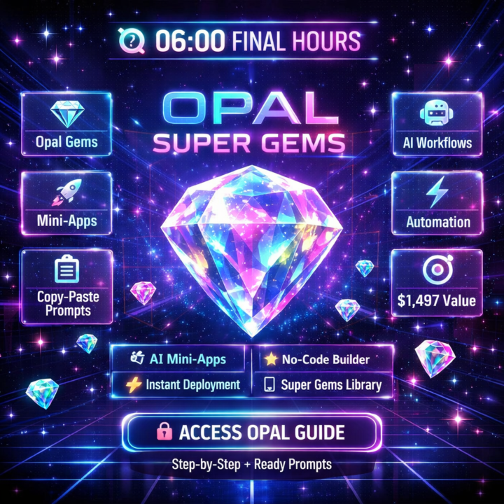 🚨 ⏰ FREE Google Opal Super Gems Guide + Prompts Worth $1,497+ (Final 6 Hours)