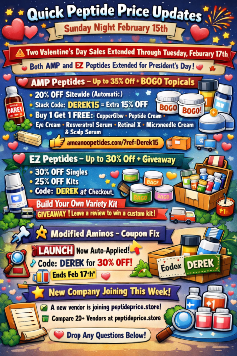 Quick Peptide Price Sale Updates (Sunday Night Feburary 15th)
