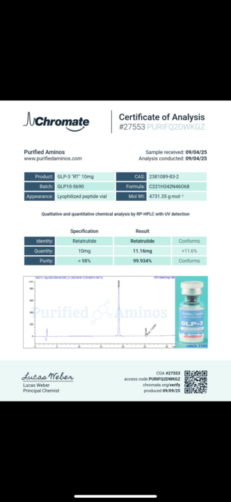 Purifed Aminos Batch #5690 Reta COA