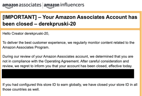 Amazon Just Shut Down Me Down... For Recommending Research Supplies