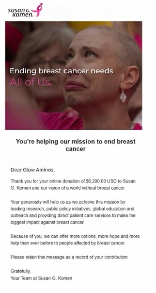 🎗️ WE DID IT! $6,200 Donated to Susan G. Komen Foundation Thanks to YOU!